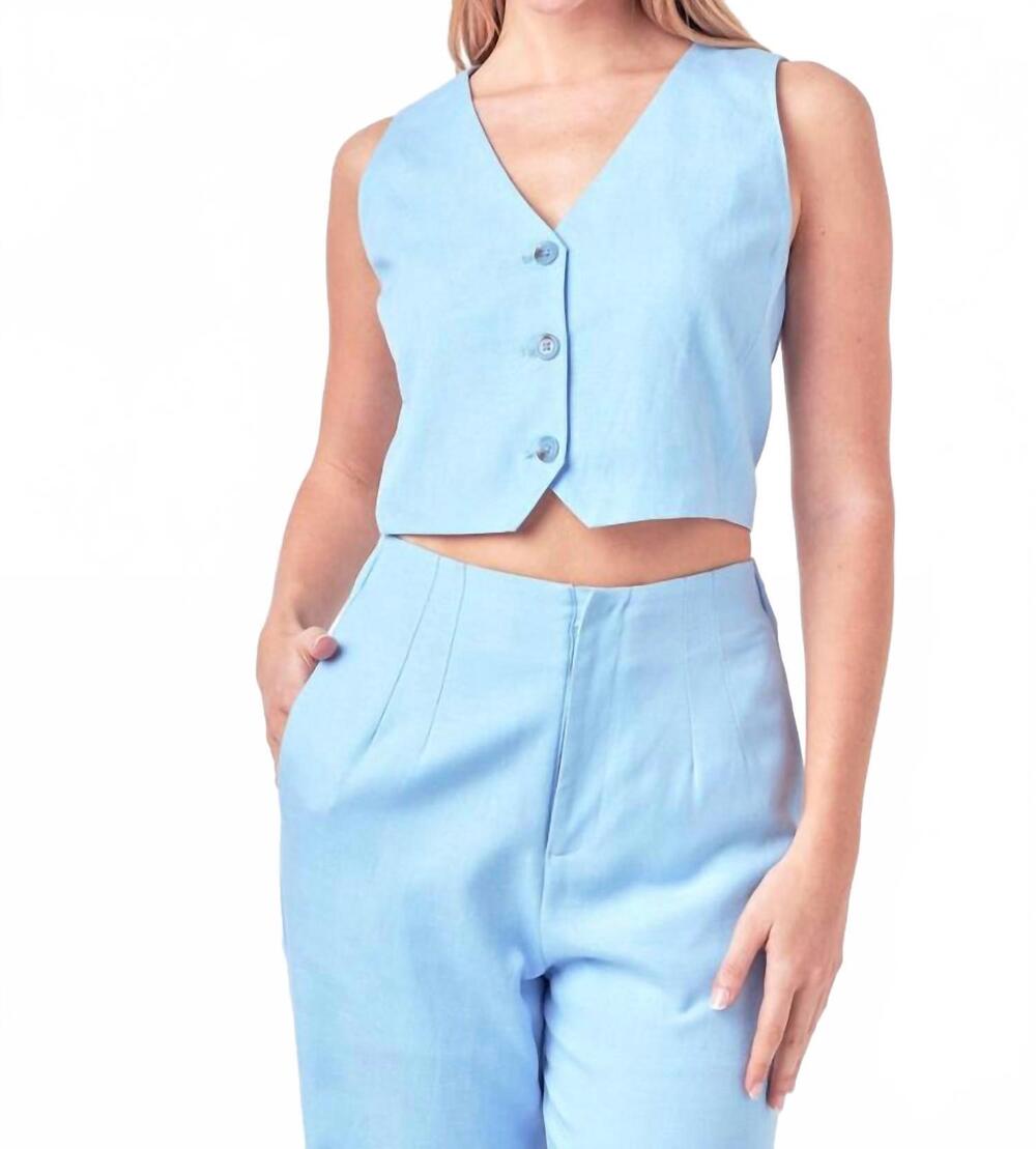 NEW ENGLISH FACTORY linen blend vest in blue